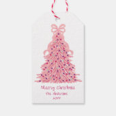 Pink Christmas Tree Pink Bow Geschenkanhänger (Rückseite)
