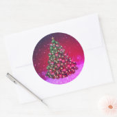 Pink Christmas Tree Sparkle Design Runder Aufkleber (Umschlag)