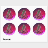 Pink Christmas Tree Sparkle Design Runder Aufkleber (Blatt)