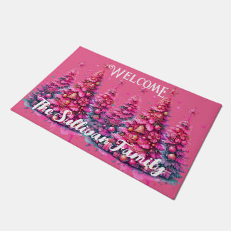 Pink Christmas Tree Trendy Preppy Ästhetik Fußmatte
