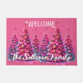 Pink Christmas Tree Trendy Preppy Ästhetik Fußmatte (Vorderseite)