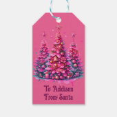 Pink Christmas Tree Trendy Preppy Ästhetik Geschenkanhänger (Vorderseite)