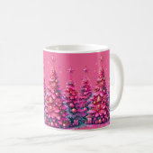 Pink Christmas Tree Trendy Preppy Ästhetik Kaffeetasse (VorderseiteRechts)