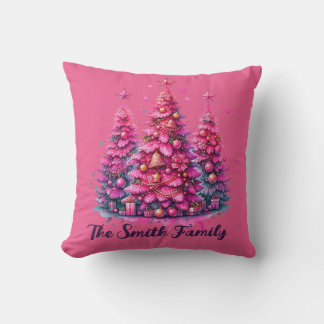 Pink Christmas Tree Trendy Preppy Ästhetik Kissen