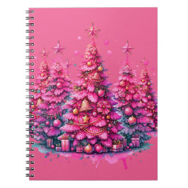 Pink Christmas Tree Trendy Preppy Ästhetik Notizblock