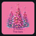 Pink Christmas Tree Trendy Preppy Ästhetik Quadratischer Aufkleber<br><div class="desc">Drei rosa Weihnachtsbäume,  perfekt für ein rosa Weihnachtsthema! Die Einrichtung ist komplett mit rosa Weihnachtsbäumen und einem trendigen,  hübschen und gürtelfreundlichen Stil gestaltet.</div>
