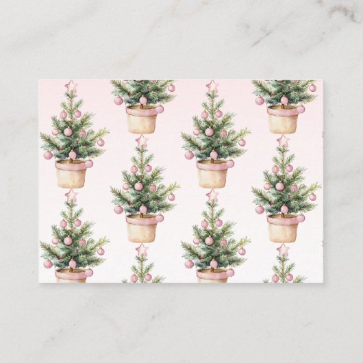 Pink Christmas Tree Winter Girl Diaper Raffle Begleitkarte (Rückseite)