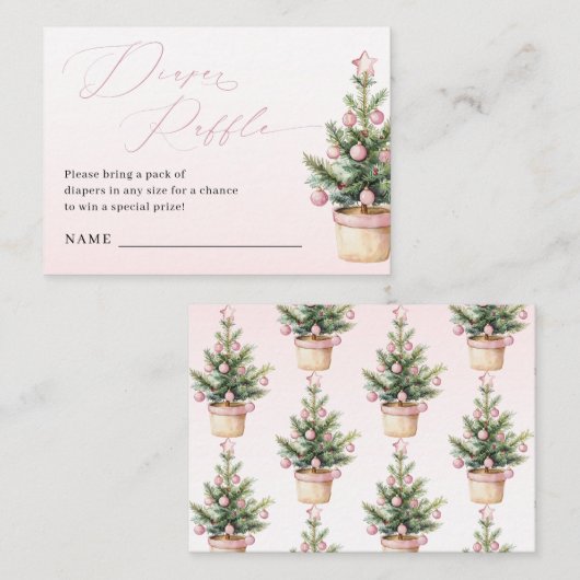 Pink Christmas Tree Winter Girl Diaper Raffle Begleitkarte (Vorne/Hinten)