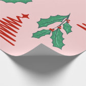 Pink Christmas trees and holly’s Geschenkpapier (Ecke)