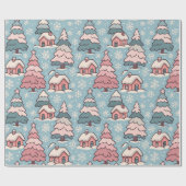 Pink Christmas Trees Geschenkpapier (Flach)