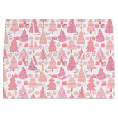 Pink Christmas Trees Muster Große Geschenktüte (Vorderseite)