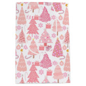 Pink Christmas Trees Muster Mittlere Geschenktüte (Vorderseite)
