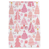 Pink Christmas Trees Muster Mittlere Geschenktüte (Rückseite)