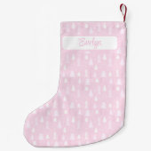 Pink Christmas Trees Muster Name Kleiner Weihnachtsstrumpf (Rückseite)