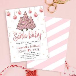 Pink Christmas Trees Santa Baby Dusche Einladung