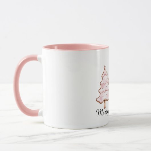 Pink Christmas Trees with Gold Stars Tasse (Links)