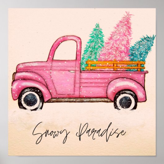 Pink Christmas Truck Poster (Vorne)