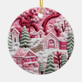 Pink Christmas Village Keramik Ornament (Vorne)