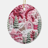 Pink Christmas Village Keramik Ornament (Links)