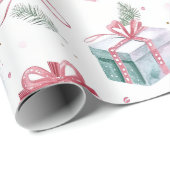 Pink Christmas Vintage Geschenkpackung Papier Geschenkpapier (Rolleneckpunkt)