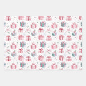 Pink Christmas Vintage Geschenkpakete Geschenkpapier Set (Vorderseite)