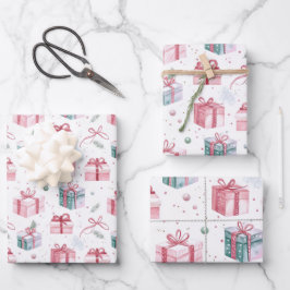 Pink Christmas Vintage Geschenkpakete Geschenkpapier Set