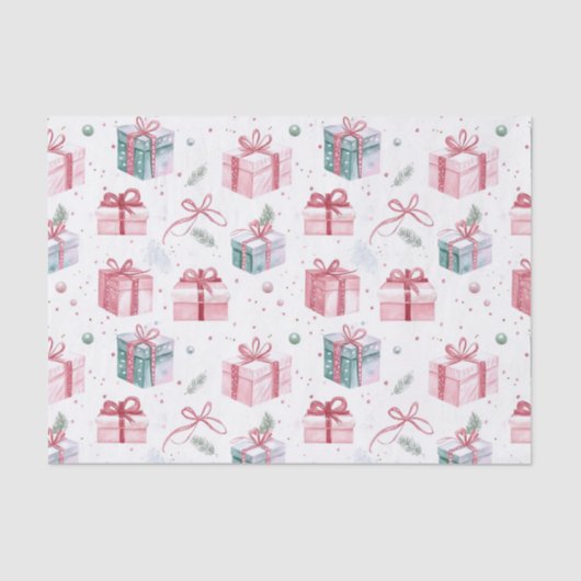 Pink Christmas Vintage Gift Packages Tissue Paper Seidenpapier (Vorderseite)