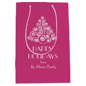 Pink Christmas White Christmas Tree Nachricht Mittlere Geschenktüte (Vorderseite)