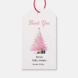 Pink Christmas Winter Tree Kinderdusche Danke Geschenkanhänger