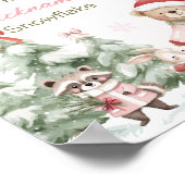 Pink Christmas Winter Woodland Birthday Milestone Poster (Ecke)