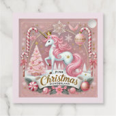 Pink Christmas Wonderland Unicorn Geschenkanhänger (Rückseite)