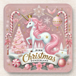 Pink Christmas Wonderland Unicorn Getränkeuntersetzer