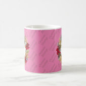 Pink Christmas Wreath Monogram Kaffeetasse (Mittel)