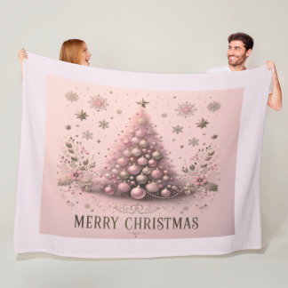 Pink Christmasbaum Frohe Weihnachten Fleecedecke