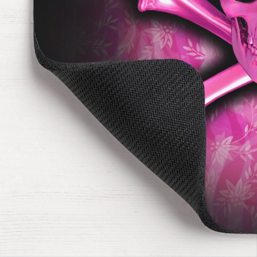 Pink Chrome Skull und Crossbones Mouse Pad Mousepad (Ecke)