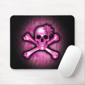 Pink Chrome Skull und Crossbones Mouse Pad Mousepad (Mit Mouse)