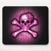 Pink Chrome Skull und Crossbones Mouse Pad Mousepad (Vorne)