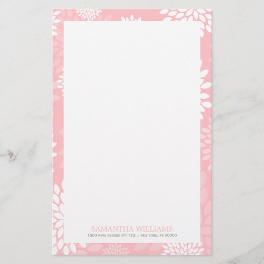 Pink Chrysanthema Blumenmuster Briefpapier (Vorderseite)