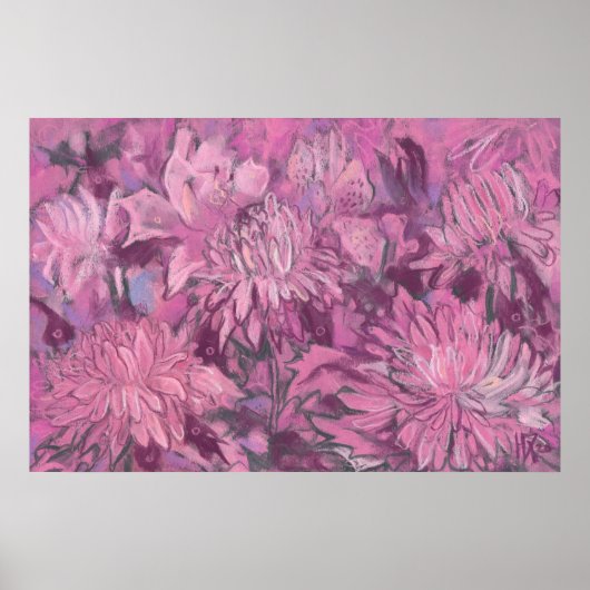 Pink Chrysanthemum Blume Blumenpastellfarbe Poster (Vorne)