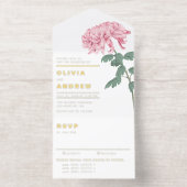 Pink Chrysanthemum Botanical Wedding All-in-One-Einladung (Innenseite)