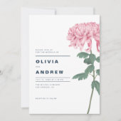 Pink Chrysanthemum Botanische Hochzeit Einladung (Vorderseite)