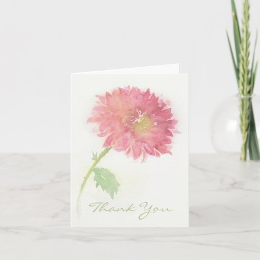 Pink Chrysanthemum Flower Thank You Card Dankeskarte (Vorderseite)