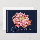 Pink Chrysanthemum Navy Hintergrund Herzlichen Glü Postkarte (Vorne/Hinten)