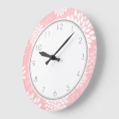 Pink Chrysanthemums Floral Pattern Große Wanduhr (Winkel)