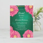 Pink Chrysanthemums Geometrisches Brautparty Einladung (Stehend Vorderseite)