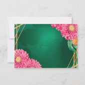 Pink Chrysanthemums Gold Geometric Wedding Dankeskarte (Rückseite)
