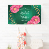 Pink Chrysanthemums Goldenes geometrisches Brautpa Banner (Insitu)