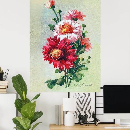 Pink Chrysanthemums von Catherine Klein Poster (Heimbüro)