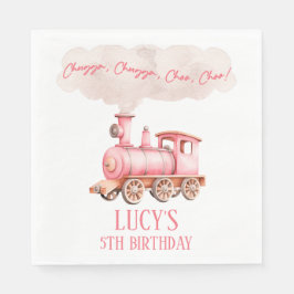 Pink Chugga Choo Choo Vintager Zug Geburtstagspart Serviette