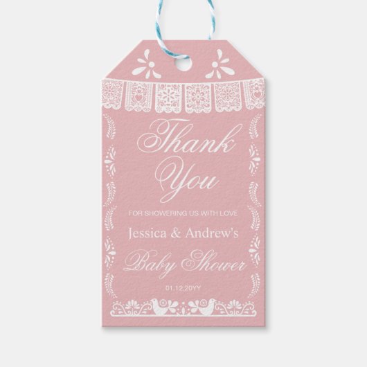 Pink Cielito Lindo Mexican Baby Shower Gift Geschenkanhänger (Vorderseite)